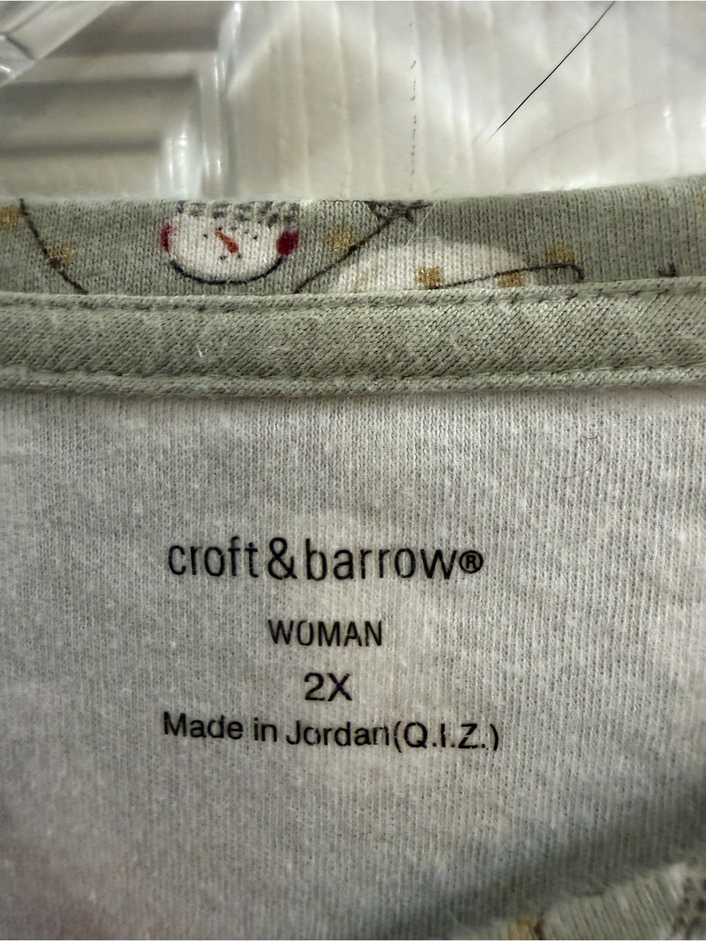 Croft & Barrow Woman 2X Snowman Print Long Sleeve Top - Picture 2 of 3